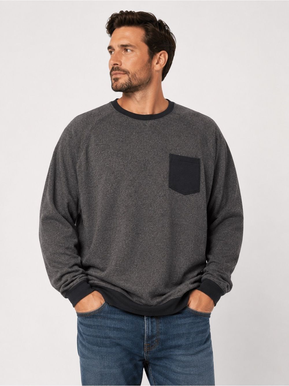 Old Navy Gray and Black Crew-Neck Sweatshirt, Size XXL